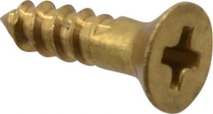 Value Collection - #3, 3/8" OAL, Phillips Drive, Flat Head Wood Screw - Brass - Eagle Tool & Supply