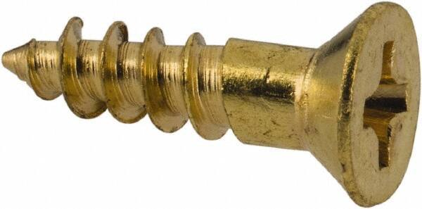 Value Collection - #5, 1/2" OAL, Phillips Drive, Flat Head Wood Screw - Brass - Eagle Tool & Supply