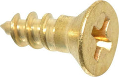 Value Collection - #8, 1/2" OAL, Phillips Drive, Flat Head Wood Screw - Brass - Eagle Tool & Supply
