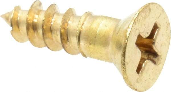 Value Collection - #8, 5/8" OAL, Phillips Drive, Flat Head Wood Screw - Brass - Eagle Tool & Supply