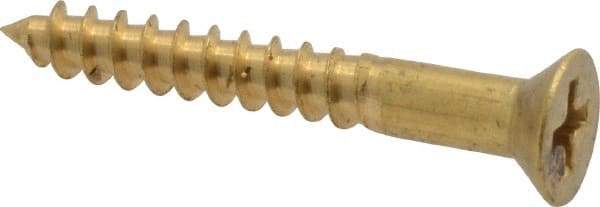 Value Collection - #8, 1-1/4" OAL, Phillips Drive, Flat Head Wood Screw - ASME B18.6.1, Brass - Eagle Tool & Supply