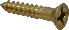 Value Collection - #10, 1" OAL, Phillips Drive, Flat Head Wood Screw - ASME B18.6.1, Brass - Eagle Tool & Supply