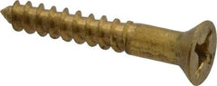 Value Collection - #10, 1-1/4" OAL, Phillips Drive, Flat Head Wood Screw - ASME B18.6.1, Brass - Eagle Tool & Supply