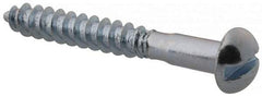 Value Collection - #5, 1" Length Under Head, Slotted Drive, Round Head Wood Screw - Zinc Plated Steel, Grade 2 - Eagle Tool & Supply