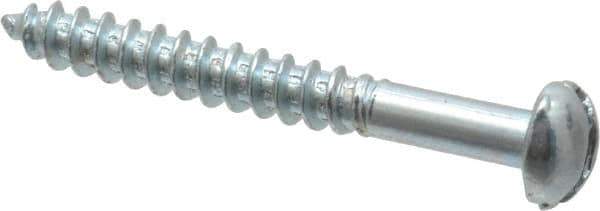 Value Collection - #6, 1-1/4" Length Under Head, Slotted Drive, Round Head Wood Screw - Zinc Plated Steel, Grade 2 - Eagle Tool & Supply