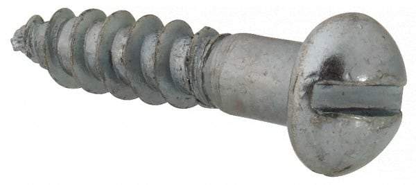 Value Collection - #7, 3/4" Length Under Head, Slotted Drive, Round Head Wood Screw - Zinc Plated Steel, Grade 2 - Eagle Tool & Supply