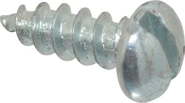 Value Collection - #8, 1/2" Length Under Head, Slotted Drive, Round Head Wood Screw - Zinc Plated Steel, Grade 2 - Eagle Tool & Supply