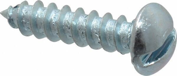 Value Collection - #8, 3/4" Length Under Head, Slotted Drive, Round Head Wood Screw - Zinc Plated Steel, Grade 2 - Eagle Tool & Supply