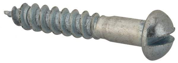 Value Collection - #8, 1" Length Under Head, Slotted Drive, Round Head Wood Screw - Zinc Plated Steel, Grade 2 - Eagle Tool & Supply
