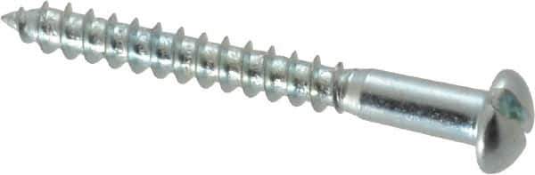 Value Collection - #8, 1-1/2" Length Under Head, Slotted Drive, Round Head Wood Screw - Zinc Plated Steel, Grade 2 - Eagle Tool & Supply