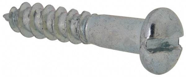 Value Collection - #10, 1" Length Under Head, Slotted Drive, Round Head Wood Screw - Zinc Plated Steel, Grade 2 - Eagle Tool & Supply