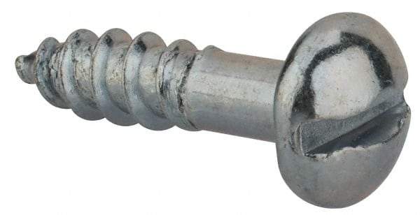 Value Collection - #14, 1" Length Under Head, Slotted Drive, Round Head Wood Screw - Zinc Plated Steel, Grade 2 - Eagle Tool & Supply