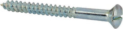 Value Collection - #6, 1-1/2" Length Under Head, Slotted Drive, Oval Head Wood Screw - ASME B18.6.1, Zinc Plated Steel, Grade 2 - Eagle Tool & Supply
