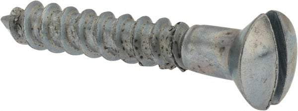 Value Collection - #10, 1-1/4" Length Under Head, Slotted Drive, Oval Head Wood Screw - ASME B18.6.1, Zinc Plated Steel, Grade 2 - Eagle Tool & Supply