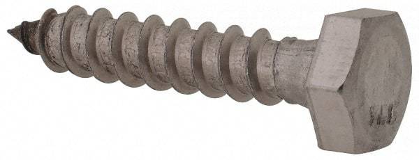 Value Collection - 1/4" Screw, 1-1/4" Length Under Head, Stainless Steel, Hex Head Lag Screw - Grade 18-8, Uncoated - Eagle Tool & Supply