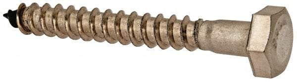 Value Collection - 1/4" Screw, 2" Length Under Head, Stainless Steel, Hex Head Lag Screw - Grade 18-8, Uncoated - Eagle Tool & Supply