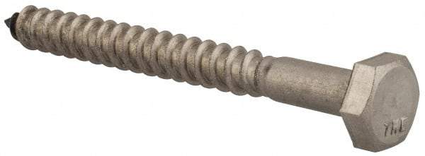 Value Collection - 1/4" Screw, 2-1/2" Length Under Head, Stainless Steel, Hex Head Lag Screw - Grade 18-8, Uncoated - Eagle Tool & Supply