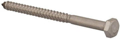 Value Collection - 1/4" Screw, 3-1/2" Length Under Head, Stainless Steel, Hex Head Lag Screw - Grade 18-8, Uncoated - Eagle Tool & Supply