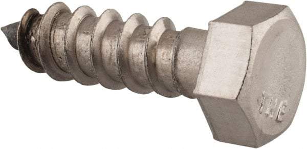 Value Collection - 3/8" Screw, 1-1/4" Length Under Head, Stainless Steel, Hex Head Lag Screw - Grade 18-8, Uncoated - Eagle Tool & Supply