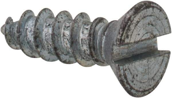 Value Collection - #7 Flat Head Slotted Sheet Metal Screw - Steel, 1/2" OAL, Grade 2 - Eagle Tool & Supply