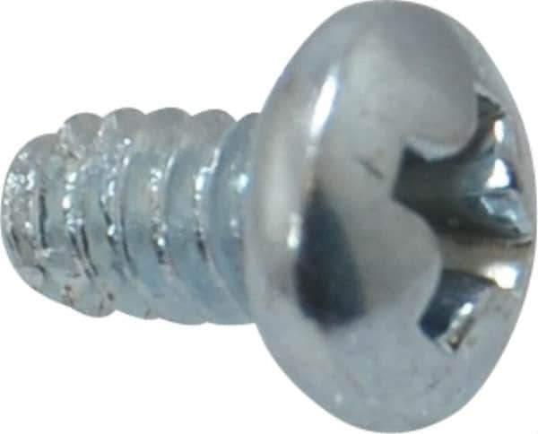 Value Collection - #6-32 UNC Thread, 1/4" Length Under Head, Phillips Drive Steel Thread Cutting Screw - Pan Head, Grade 2, Point Type F, Zinc-Plated Finish - Eagle Tool & Supply