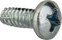 Value Collection - #6-32 UNC Thread, 3/8" Length Under Head, Phillips Drive Steel Thread Cutting Screw - Pan Head, Grade 2, Point Type F, Zinc-Plated Finish - Eagle Tool & Supply