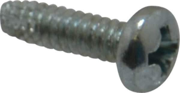 Value Collection - #6-32 UNC Thread, 1/2" Length Under Head, Phillips Drive Steel Thread Cutting Screw - Pan Head, Grade 2, Point Type F, Zinc-Plated Finish - Eagle Tool & Supply