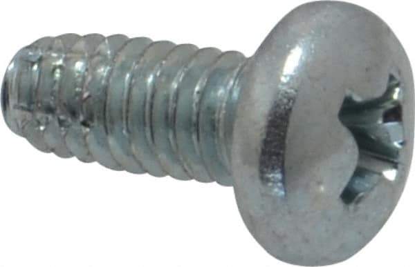 Value Collection - #8-32 UNC Thread, 3/8" Length Under Head, Phillips Drive Steel Thread Cutting Screw - Pan Head, Grade 2, Point Type F, Zinc-Plated Finish - Eagle Tool & Supply