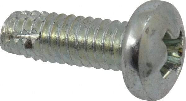 Value Collection - #8-32 UNC Thread, 1/2" Length Under Head, Phillips Drive Steel Thread Cutting Screw - Pan Head, Grade 2, Point Type F, Zinc-Plated Finish - Eagle Tool & Supply