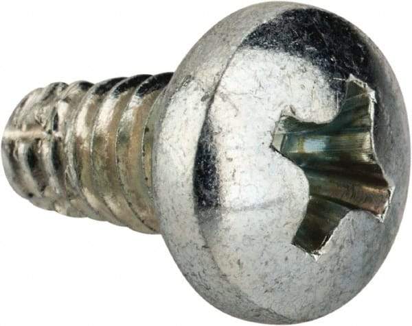 Value Collection - #10-24 UNC Thread, 3/8" Length Under Head, Phillips Drive Steel Thread Cutting Screw - Pan Head, Grade 2, Point Type F, Zinc-Plated Finish - Eagle Tool & Supply