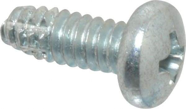 Value Collection - #10-24 UNC Thread, 1/2" Length Under Head, Phillips Drive Steel Thread Cutting Screw - Pan Head, Grade 2, Point Type F, Zinc-Plated Finish - Eagle Tool & Supply