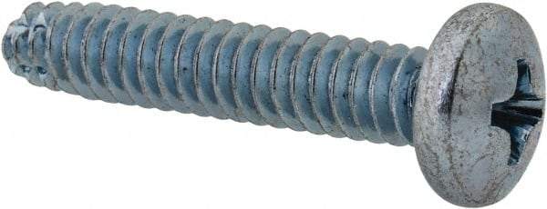 Value Collection - #10-24 UNC Thread, 1" Length Under Head, Phillips Drive Steel Thread Cutting Screw - Pan Head, Grade 2, Point Type F, Zinc-Plated Finish - Eagle Tool & Supply