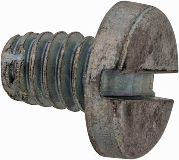 Value Collection - #8-32 UNC Thread, 1/4" Length Under Head, Slotted Drive Steel Thread Cutting Screw - Pan Head, Grade 2, Point Type F, Zinc-Plated Finish - Eagle Tool & Supply
