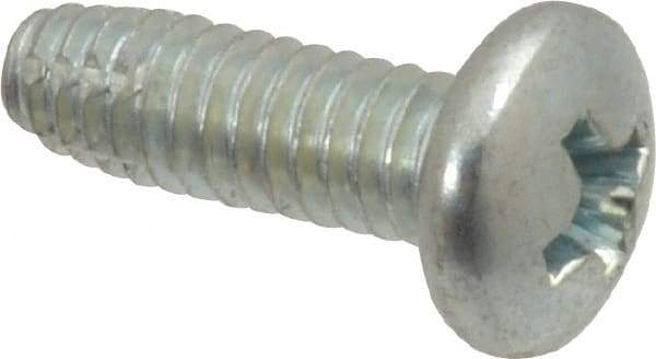 Value Collection - #8-32 UNC Thread, 1/2" Length Under Head, Slotted Drive Steel Thread Cutting Screw - Pan Head, Grade 2, Point Type F, Zinc-Plated Finish - Eagle Tool & Supply