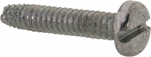 Value Collection - #10-24 UNC Thread, 1" Length Under Head, Slotted Drive Steel Thread Cutting Screw - Pan Head, Grade 2, Point Type F, Zinc-Plated Finish - Eagle Tool & Supply