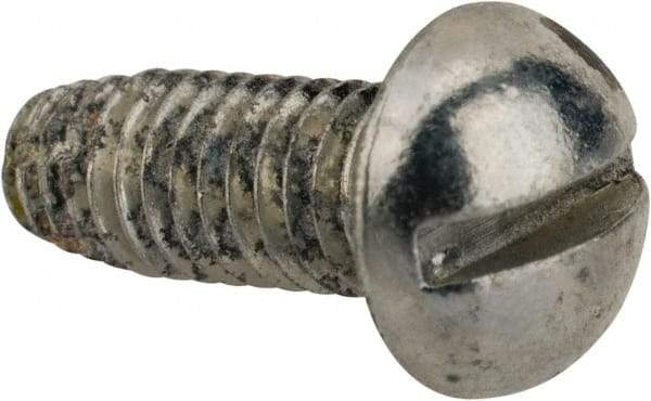 Value Collection - #10-32 UNF Thread, 1/2" Length Under Head, #2 Slotted/Phillips Drive Steel Thread Cutting Screw - Round Head, Grade 1016-1024, Point Type F, Zinc-Plated Finish - Eagle Tool & Supply