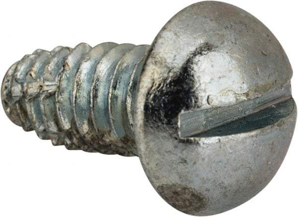 Value Collection - 1/4-20 UNC Thread, 1/2" Length Under Head, #3 Slotted/Phillips Drive Steel Thread Cutting Screw - Round Head, Grade 1016-1024, Point Type F, Zinc-Plated Finish - Eagle Tool & Supply