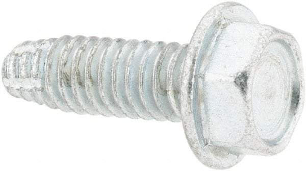Value Collection - #8-32 UNC Thread, 1/2" Length Under Head, Hex Drive Steel Thread Cutting Screw - Hex Head, Grade 2, Point Type F, Zinc-Plated Finish - Eagle Tool & Supply