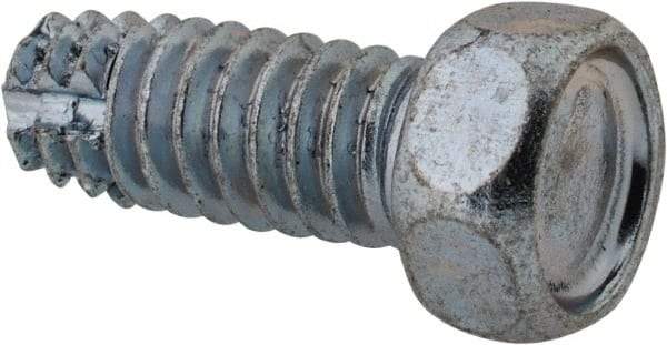 Value Collection - 1/4-20 UNC Thread, 5/8" Length Under Head, Hex Drive Steel Thread Cutting Screw - Hex Head, Grade 2, Point Type F, Zinc-Plated Finish - Eagle Tool & Supply