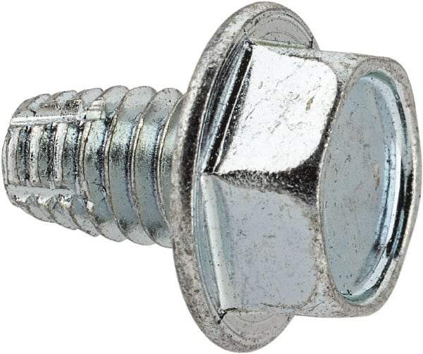 Value Collection - 5/16-18 UNC Thread, 1/2" Length Under Head, Hex Drive Steel Thread Cutting Screw - Hex Washer Head, Grade 2, Point Type F, Zinc-Plated Finish - Eagle Tool & Supply