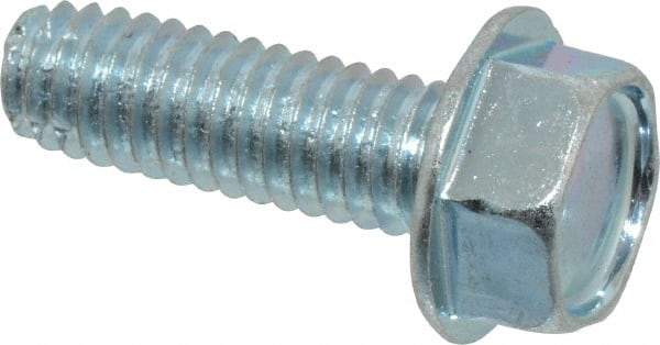 Value Collection - 5/16-18 UNC Thread, 1" Length Under Head, Hex Drive Steel Thread Cutting Screw - Hex Washer Head, Grade 2, Point Type F, Zinc-Plated Finish - Eagle Tool & Supply