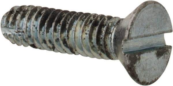 Value Collection - #8-32 UNC Thread, 5/8" OAL, Slotted Drive Steel Thread Cutting Screw - Flat Head, Grade 2, Point Type F, Zinc-Plated Finish - Eagle Tool & Supply