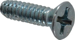 Value Collection - #6-32 UNC Thread, 1/2" OAL, Phillips Drive Steel Thread Cutting Screw - Flat Head, Grade 2, Point Type F, Zinc-Plated Finish - Eagle Tool & Supply