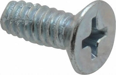 Value Collection - #10-24 UNC Thread, 1/2" OAL, Phillips Drive Steel Thread Cutting Screw - Flat Head, Grade 2, Point Type F, Zinc-Plated Finish - Eagle Tool & Supply