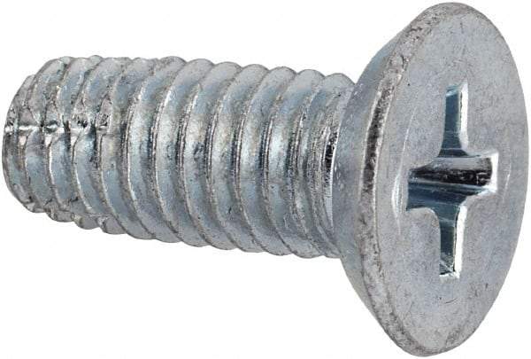 Value Collection - #10-32 UNF Thread, 1/2" OAL, Phillips Drive Steel Thread Cutting Screw - Flat Head, Grade 2, Point Type F, Zinc-Plated Finish - Eagle Tool & Supply