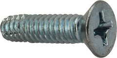 Value Collection - 1/4-20 UNC Thread, 1" OAL, Phillips Drive Steel Thread Cutting Screw - Flat Head, Grade 2, Point Type F, Zinc-Plated Finish - Eagle Tool & Supply