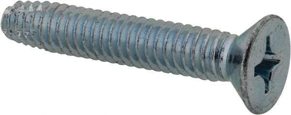 Value Collection - 1/4-20 UNC Thread, 1-1/2" OAL, Phillips Drive Steel Thread Cutting Screw - Flat Head, Grade 2, Point Type F, Zinc-Plated Finish - Eagle Tool & Supply