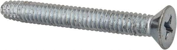 Value Collection - 1/4-20 UNC Thread, 2" OAL, Phillips Drive Steel Thread Cutting Screw - Flat Head, Grade 2, Point Type F, Zinc-Plated Finish - Eagle Tool & Supply