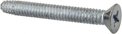 Value Collection - 1/4-20 UNC Thread, 2" OAL, Phillips Drive Steel Thread Cutting Screw - Flat Head, Grade 2, Point Type F, Zinc-Plated Finish - Eagle Tool & Supply