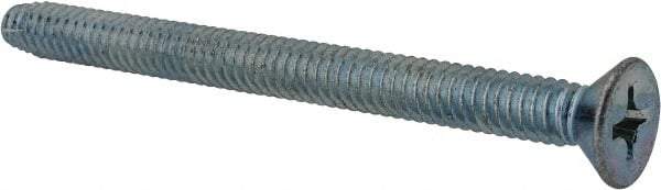 Value Collection - 1/4-20 UNC Thread, 3" OAL, Phillips Drive Steel Thread Cutting Screw - Flat Head, Grade 2, Point Type F, Zinc-Plated Finish - Eagle Tool & Supply